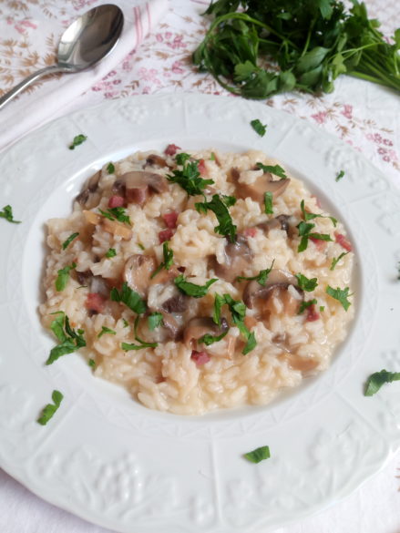 Risotto funghi e pancetta