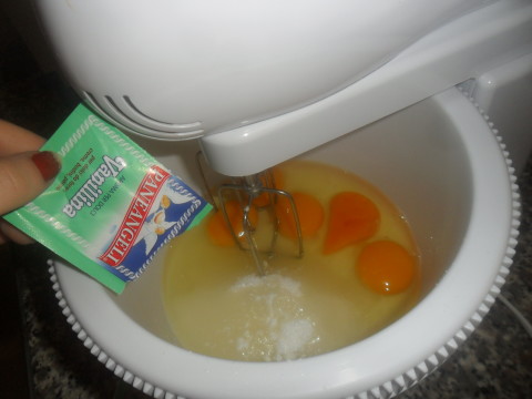 Sbattere le uova con lo zucchero e la vanillina per non meno di 30 minuti. Il composto deve gonfiarsi di parecchio. Sarà pronto quando riuscirete a scrivere con la frusta .